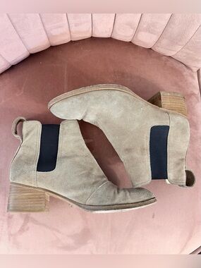 Rag & Bone Taupe Suede Western Chelsea Ankle Boots with Chunky Heel 37 7